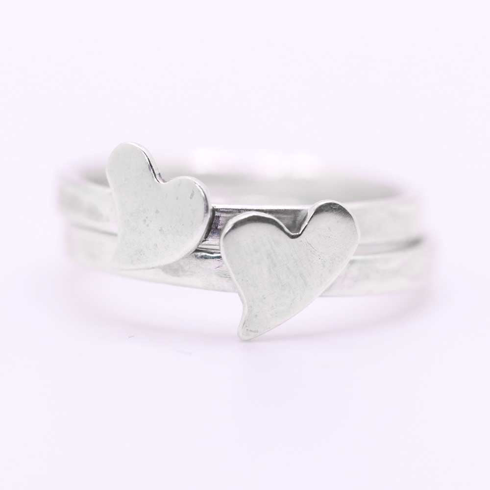 Silver Heart Ring Pair