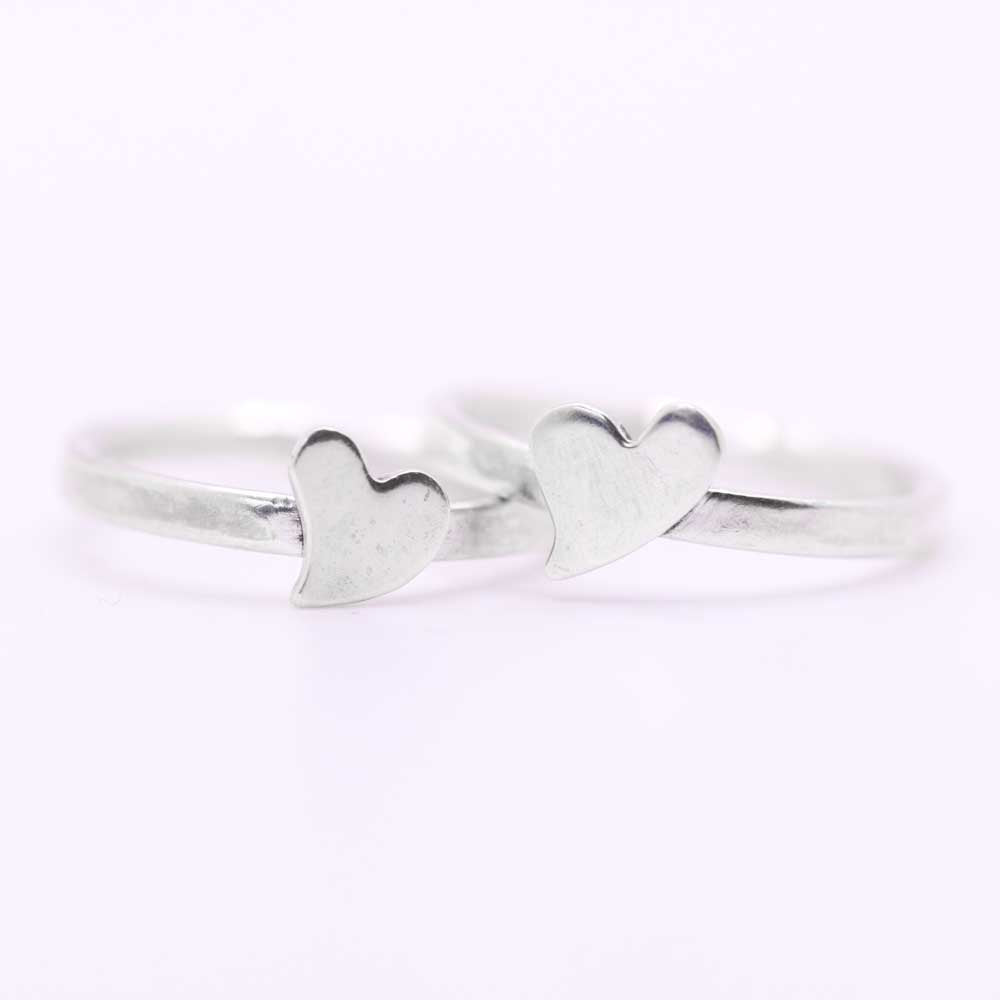 Silver Heart Ring Pair