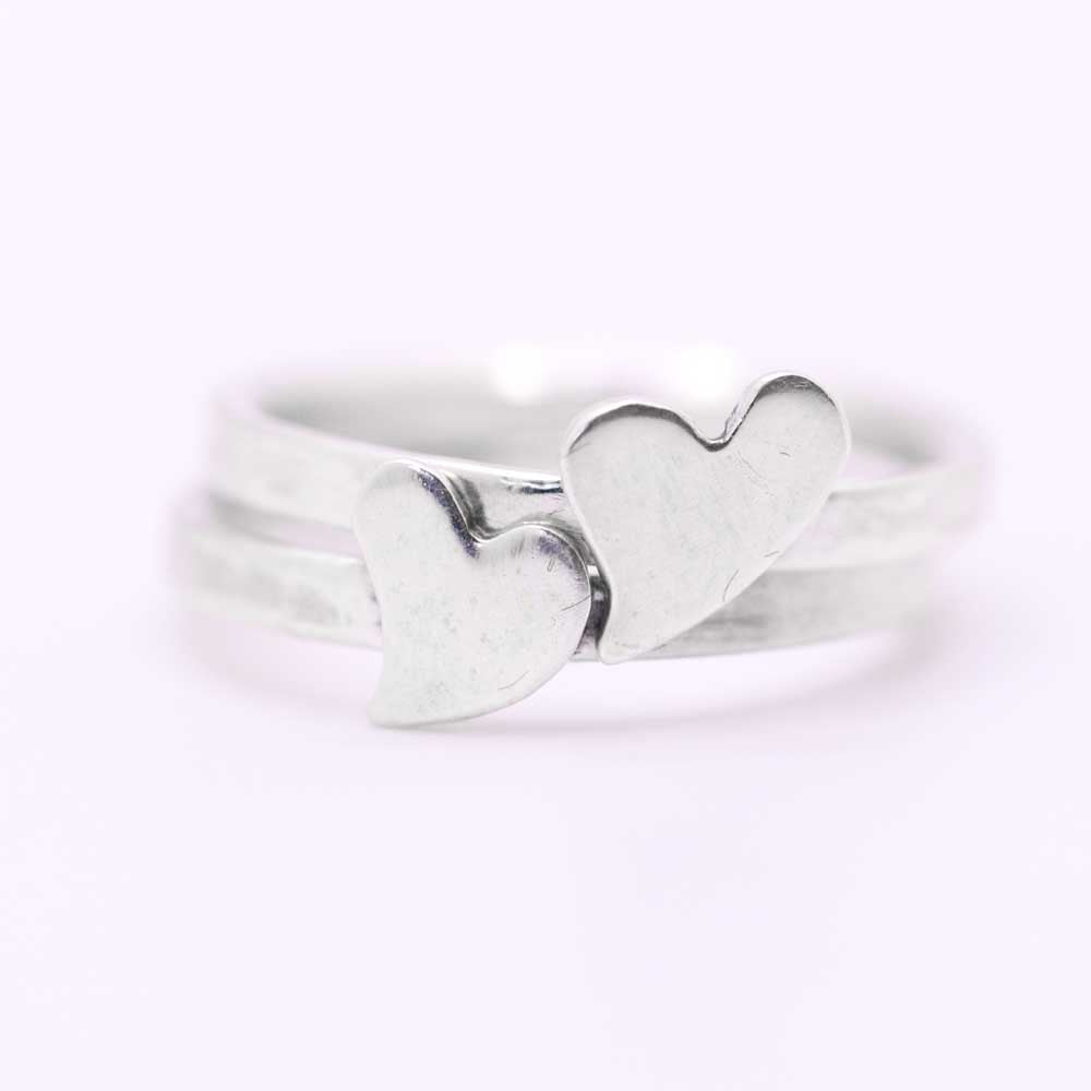 Silver Heart Ring Pair