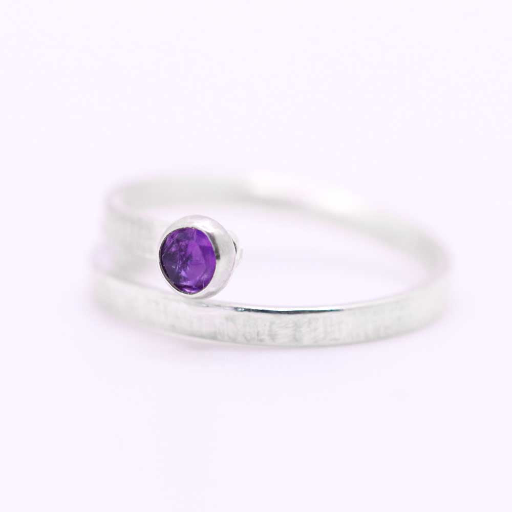 Silver Wrap Ring with Faceted Amethyst