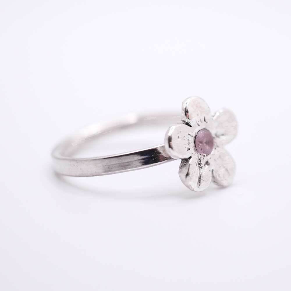 Silver Ring with Flower