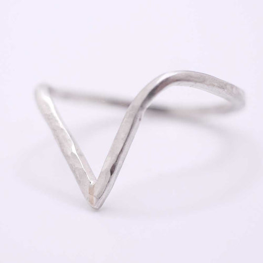 Textured Silver Chevron Ring