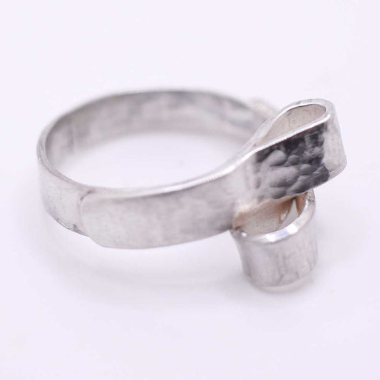 Two Texture Silver Ring with 'Loop Backs'