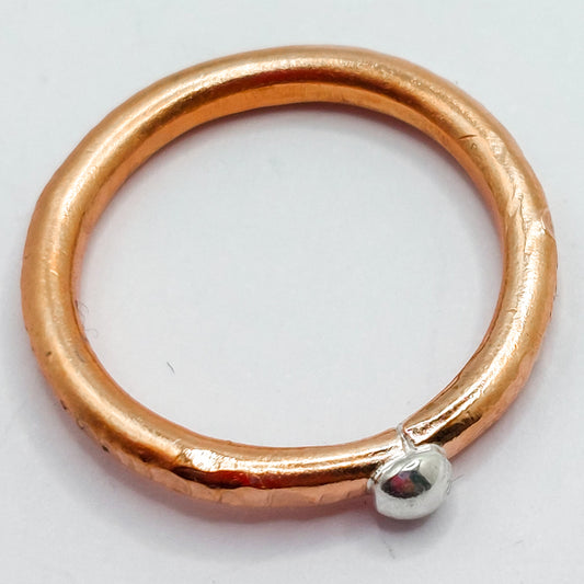 Copper Ring with Silver Pebble