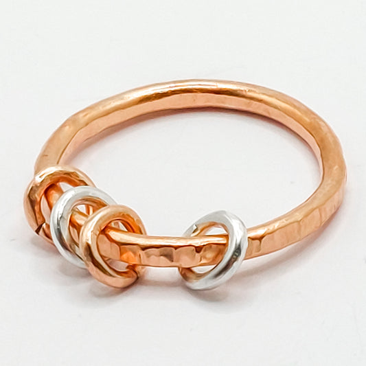 Copper Ring with Silver and Copper fidgets