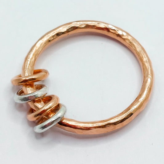 Copper Ring with Silver and Copper fidgets