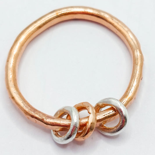 Copper Ring with Silver and Copper fidgets