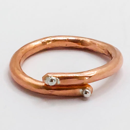 Copper Wrap Ring with Silver Pebbles