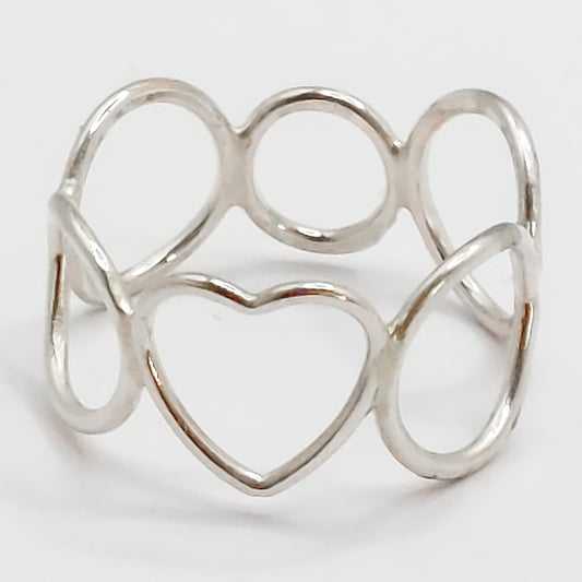 Heart and Circles Handmade Silver Ring
