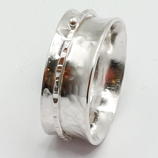 Spinner/Fidget Ring with Textured Wire and Pebble Spinner