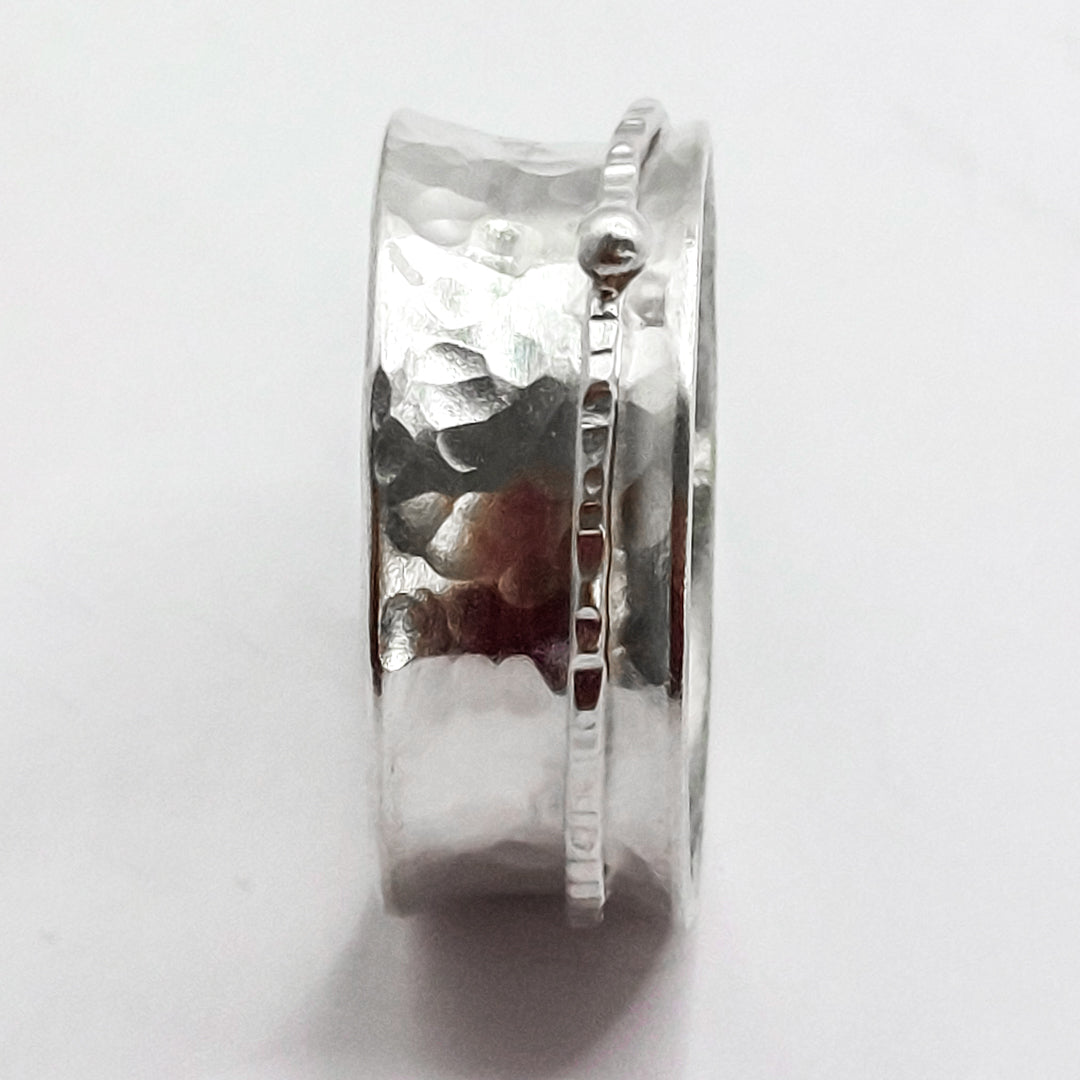 Spinner/Fidget Ring with Textured Wire and Pebble Spinner