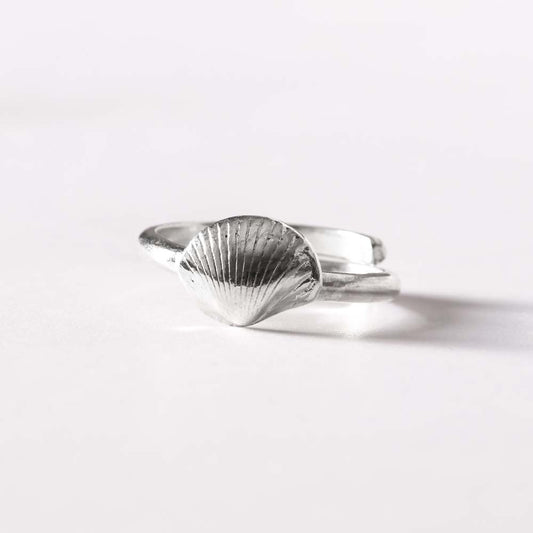 Silver Cockle Shell Ring (Adjustable)