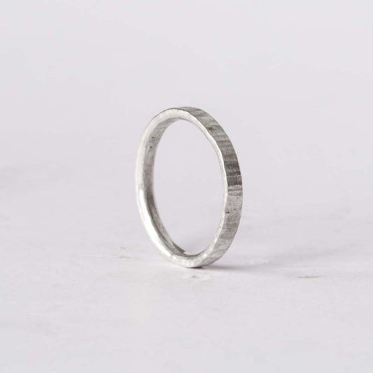 Silver Ring with Bark Texture, size O